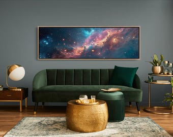 Juntung Leinwandbild – Fantastische Nebelgalaxie, 4-teilig, Gerahmt, Für Wanddeko Zuhause Oder Büro