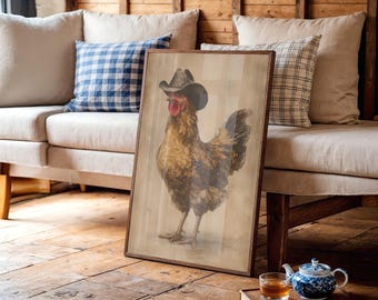 Cowboy Huhn Western Rustikale Kunst