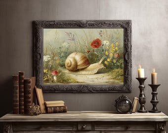 Snail Shepherdess (print) - mollusks, girl, fairy tale, childrens