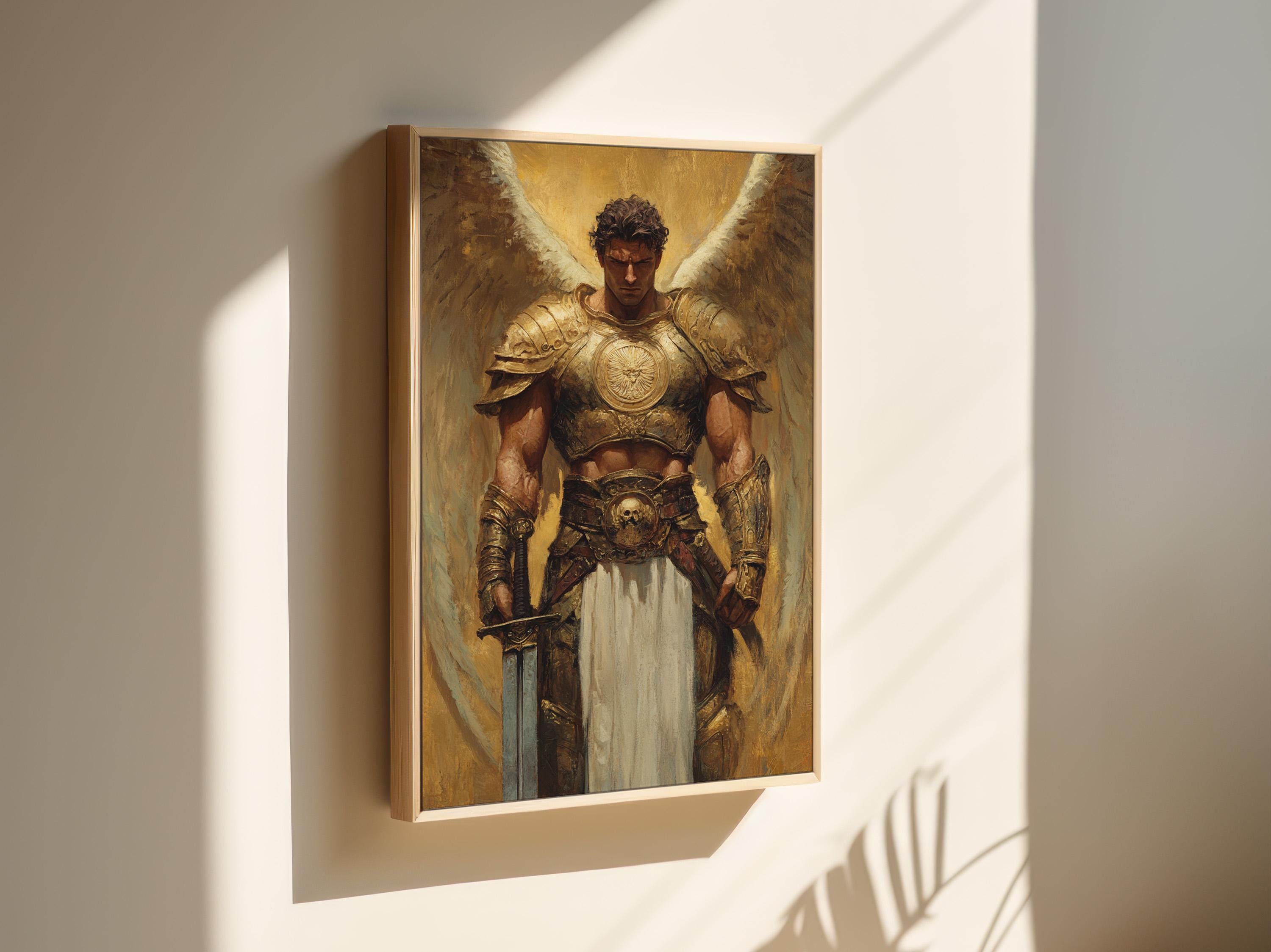 メロディアスAOR◆ALAN MICHAEL/THE WINNING EDGE Archangel Michael's Valor With Sword and Angelic Armor Wall Art