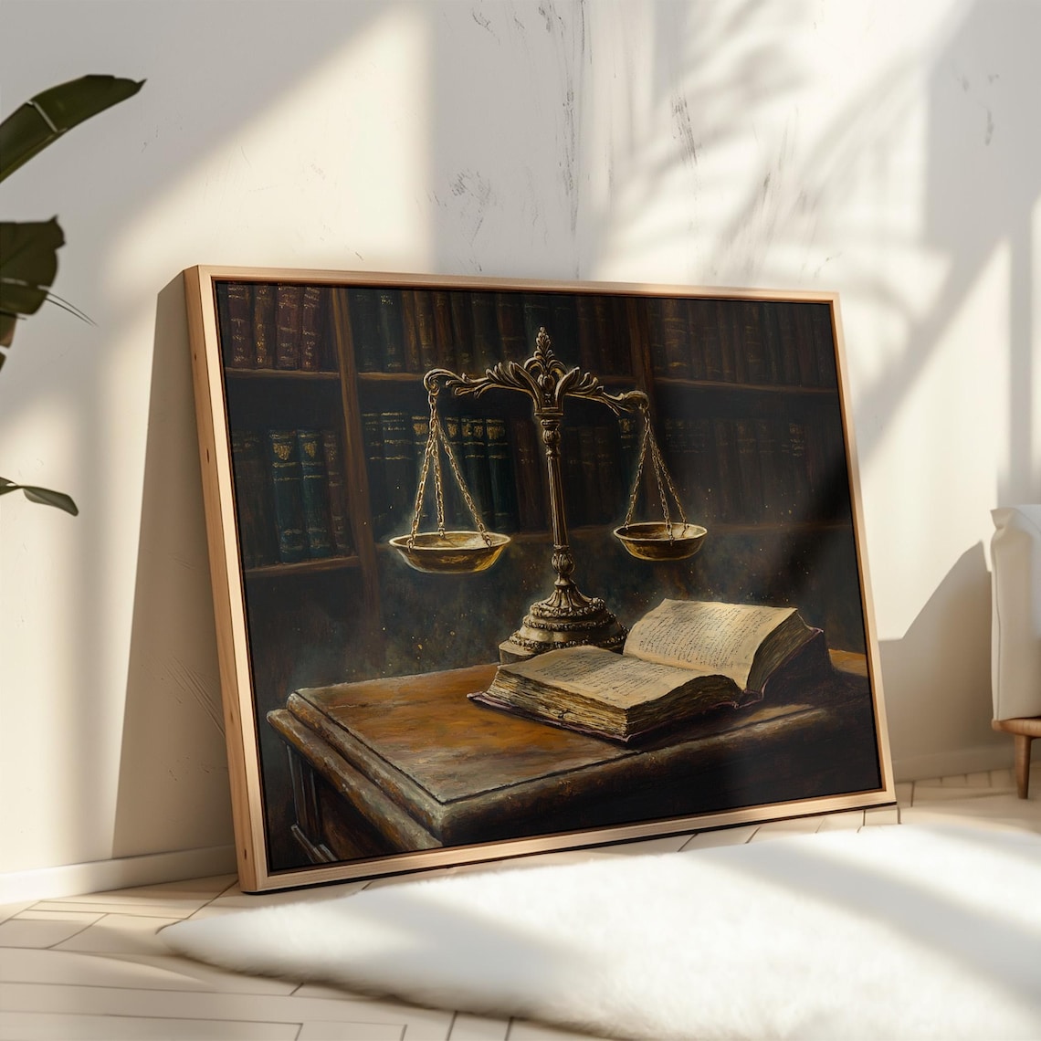 Vintage Justice Scales Canvas - Law Office Decor - Legal Books Artwork ...