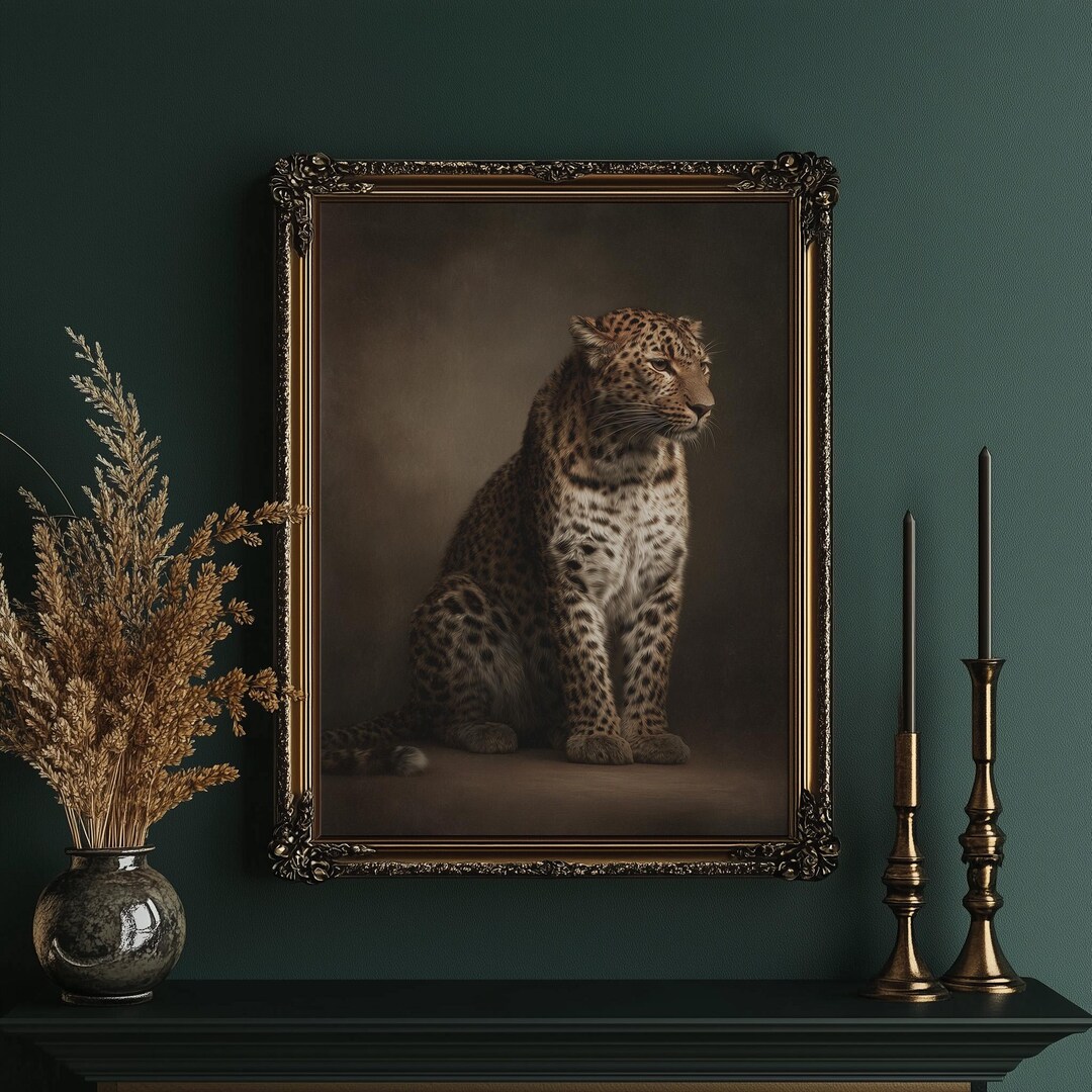 Regal Leopard Portrait in Warm Studio Light - Etsy