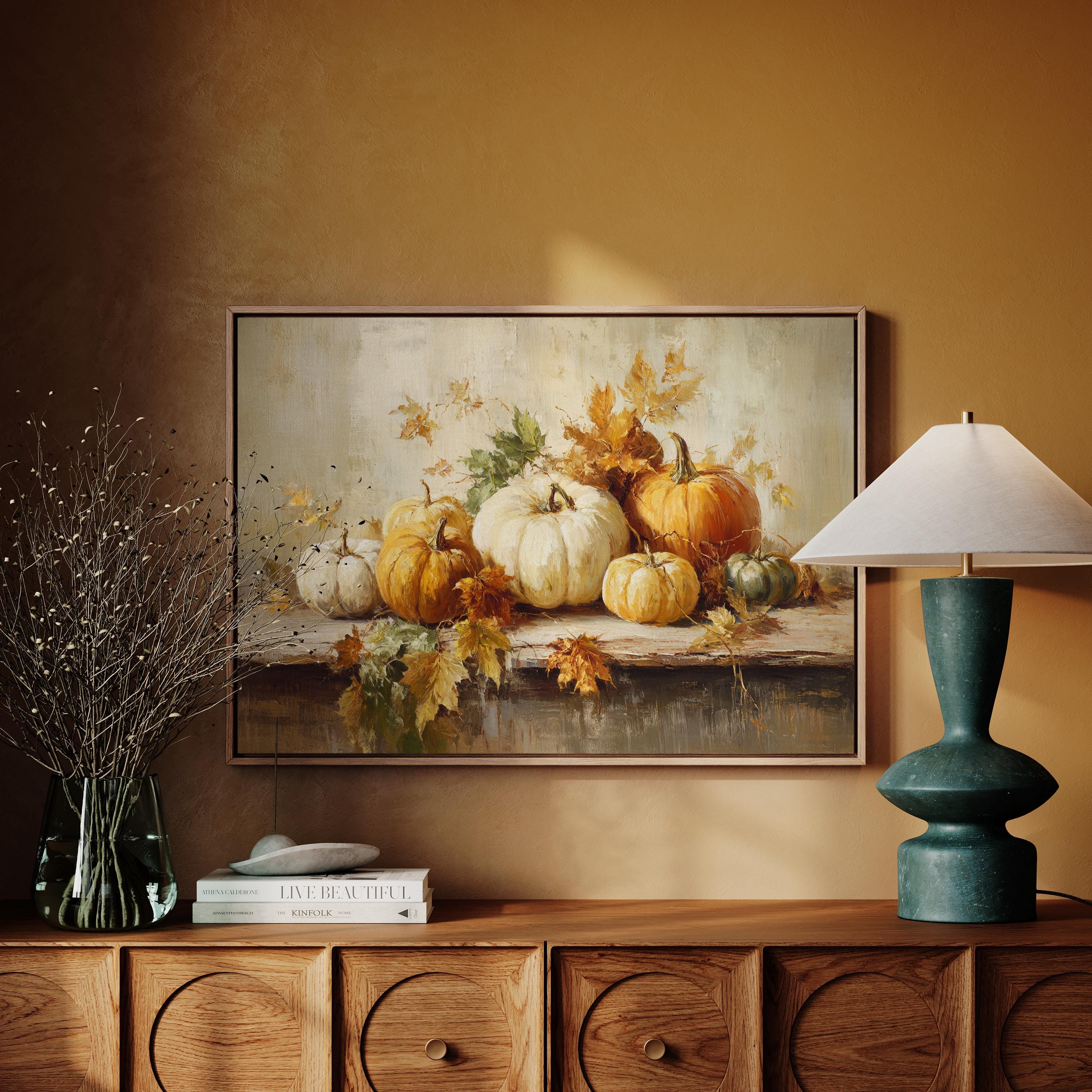 Autumn Pumpkin Still Life Art | Harvest Canvas Print for Cozy Halloween ...