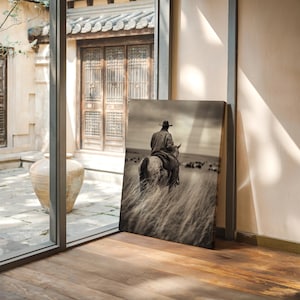 Cowboy in Tall Grass | Western Horseback Wall Art