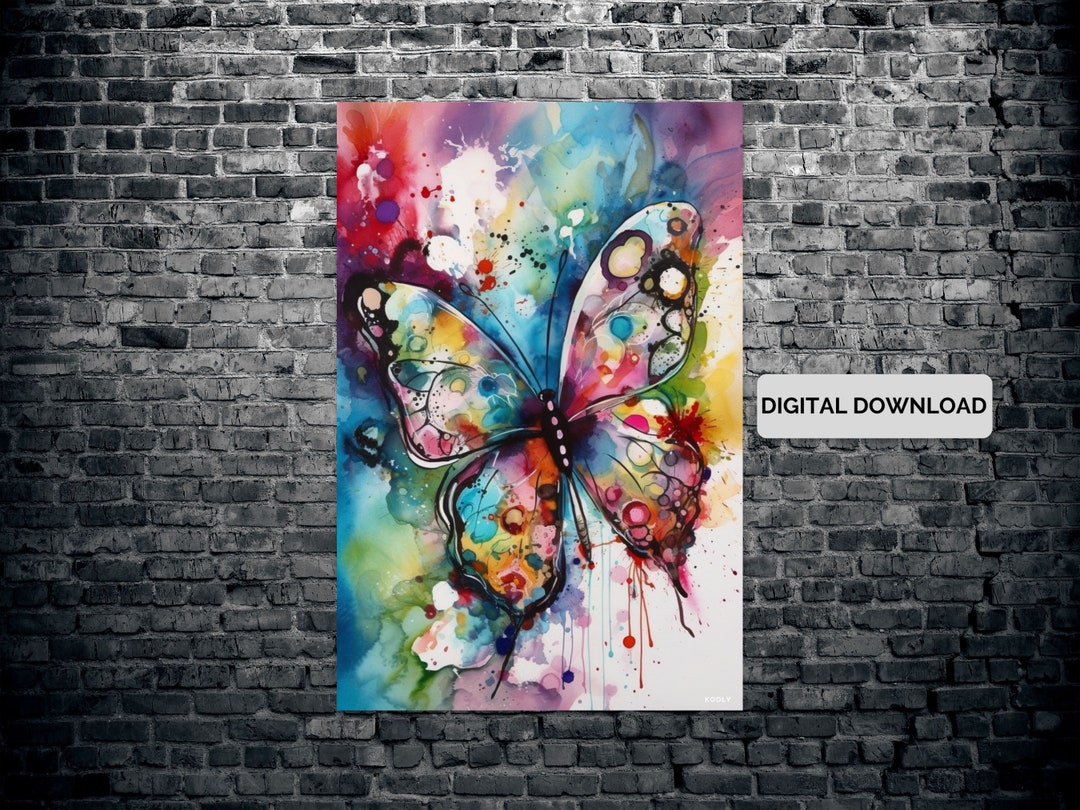 Digital Download Beautiful Colorful Butterfly Wall Art Print, Butterfly ...