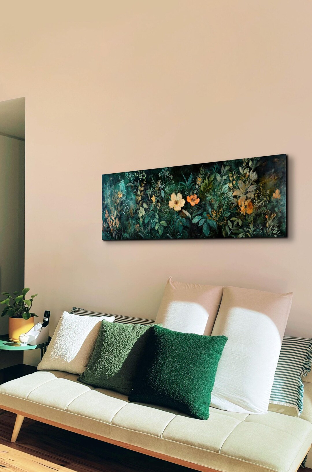 Wildflowers at Night, Wildflowers Field Landscape Wall Art, Panoramic