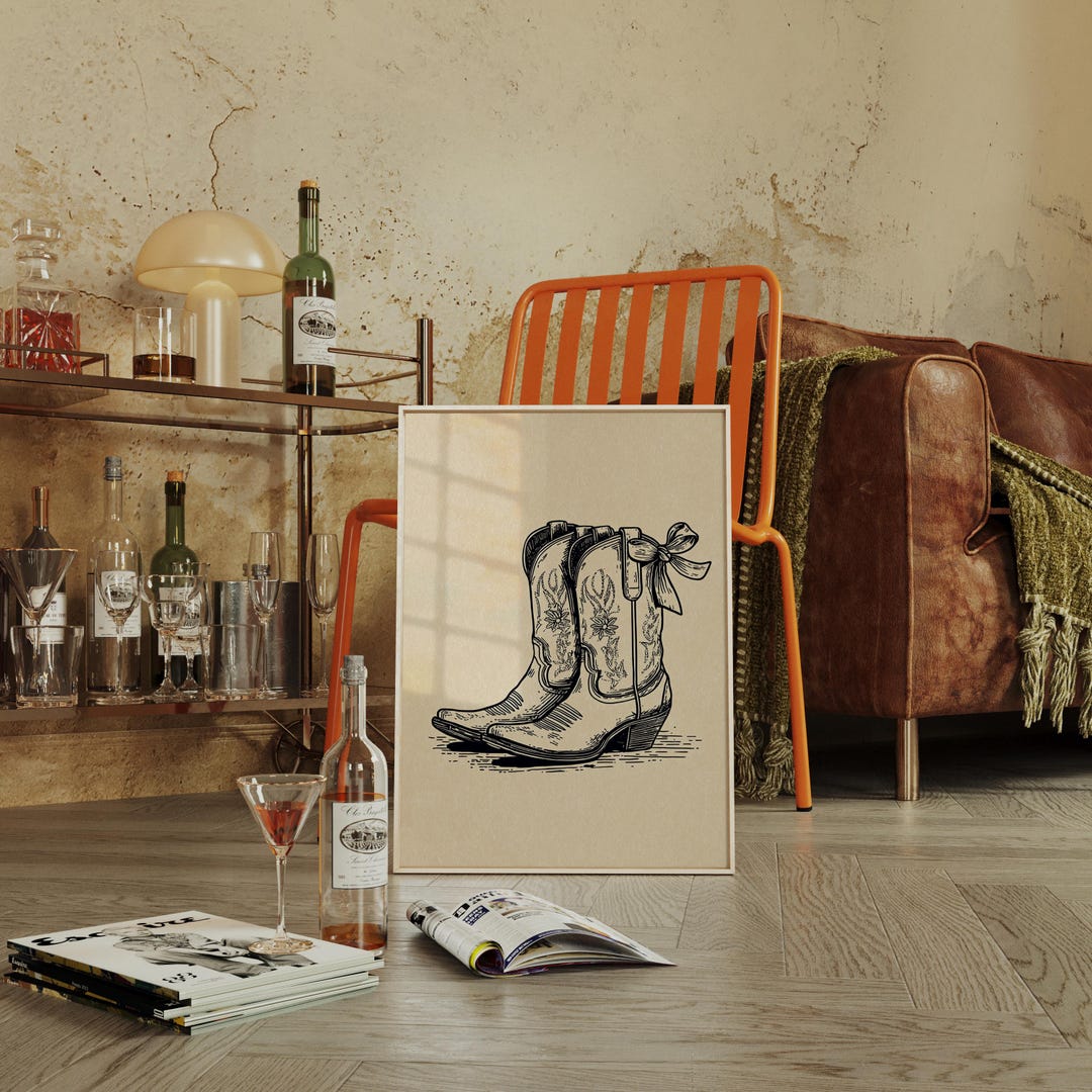 Vintage Cowboy Boots Art | Western Halloween Canvas Print for Rustic ...