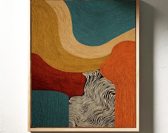 Abstract Line Art in Earthy Retro Tones