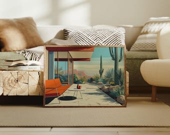 Mid Century Patio with Desert Cactus View