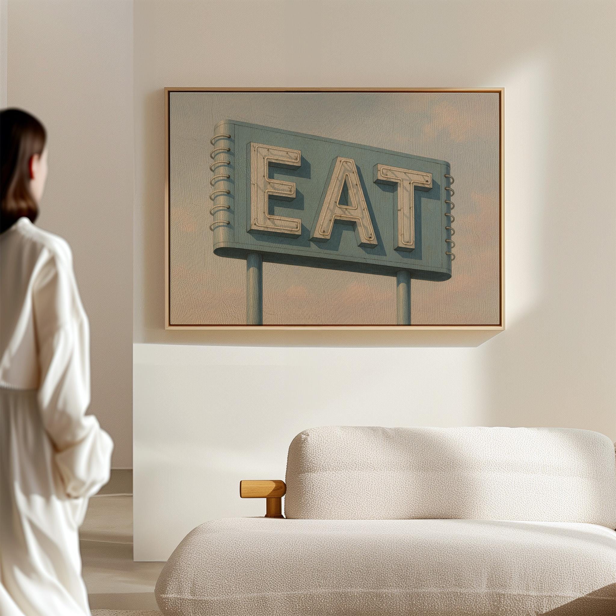 Museum Sign Eat Retro Diner EAT Sign Wall Art – Vintage Neon Style Americana Poster for ...