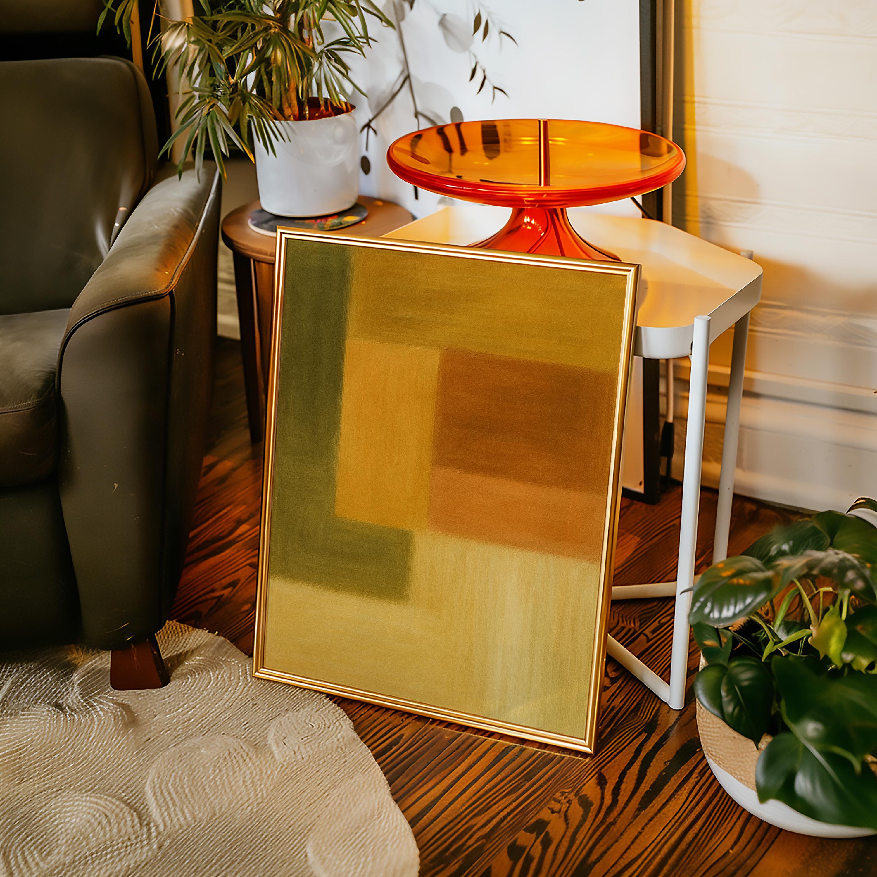 Minimalist Earth Tone Canvas Wall Art | Olive Green, Mustard