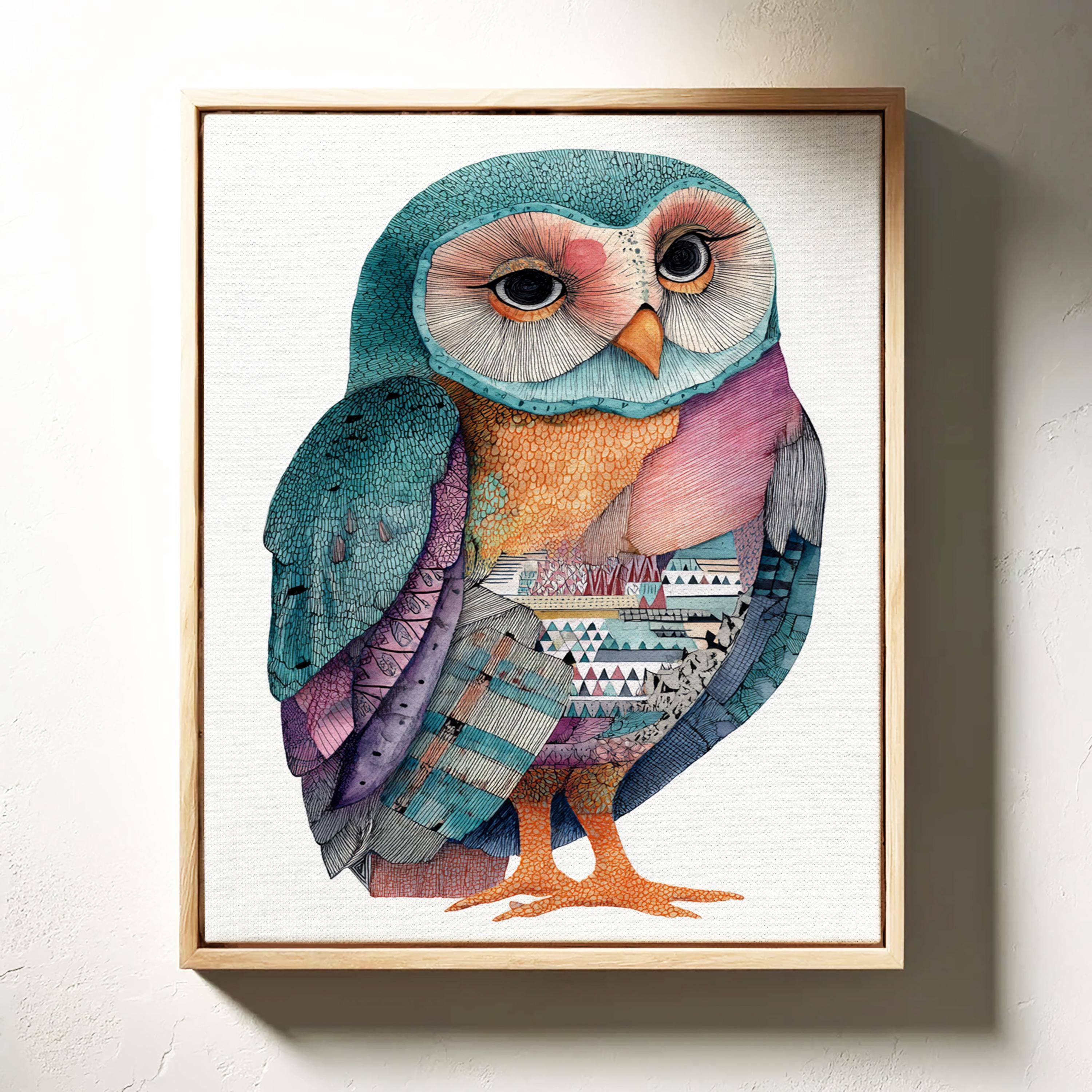 複雑な幾何学模様のカラフルなフクロウのイラスト - Etsy 日本