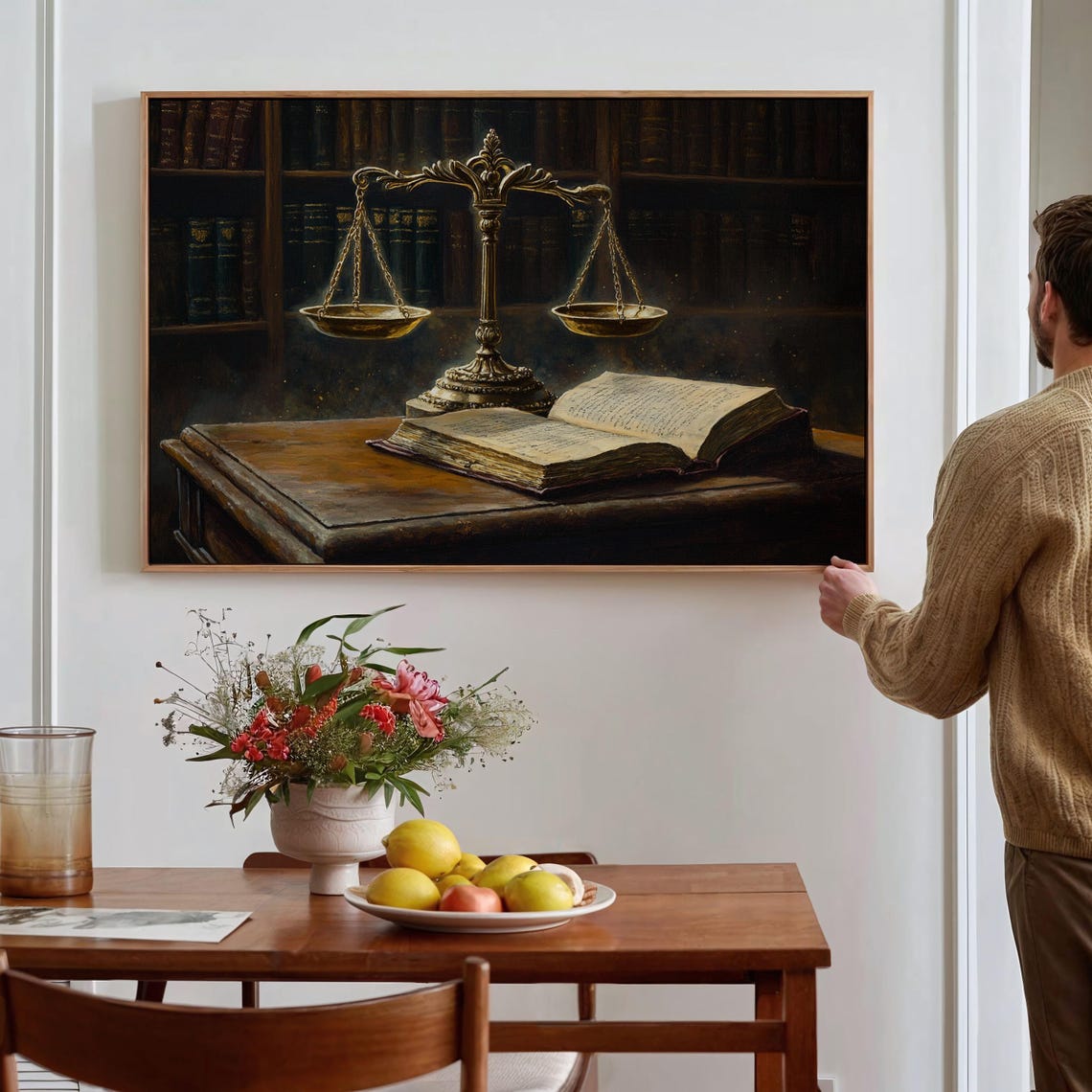 Vintage Justice Scales Canvas - Law Office Decor - Legal Books Artwork ...
