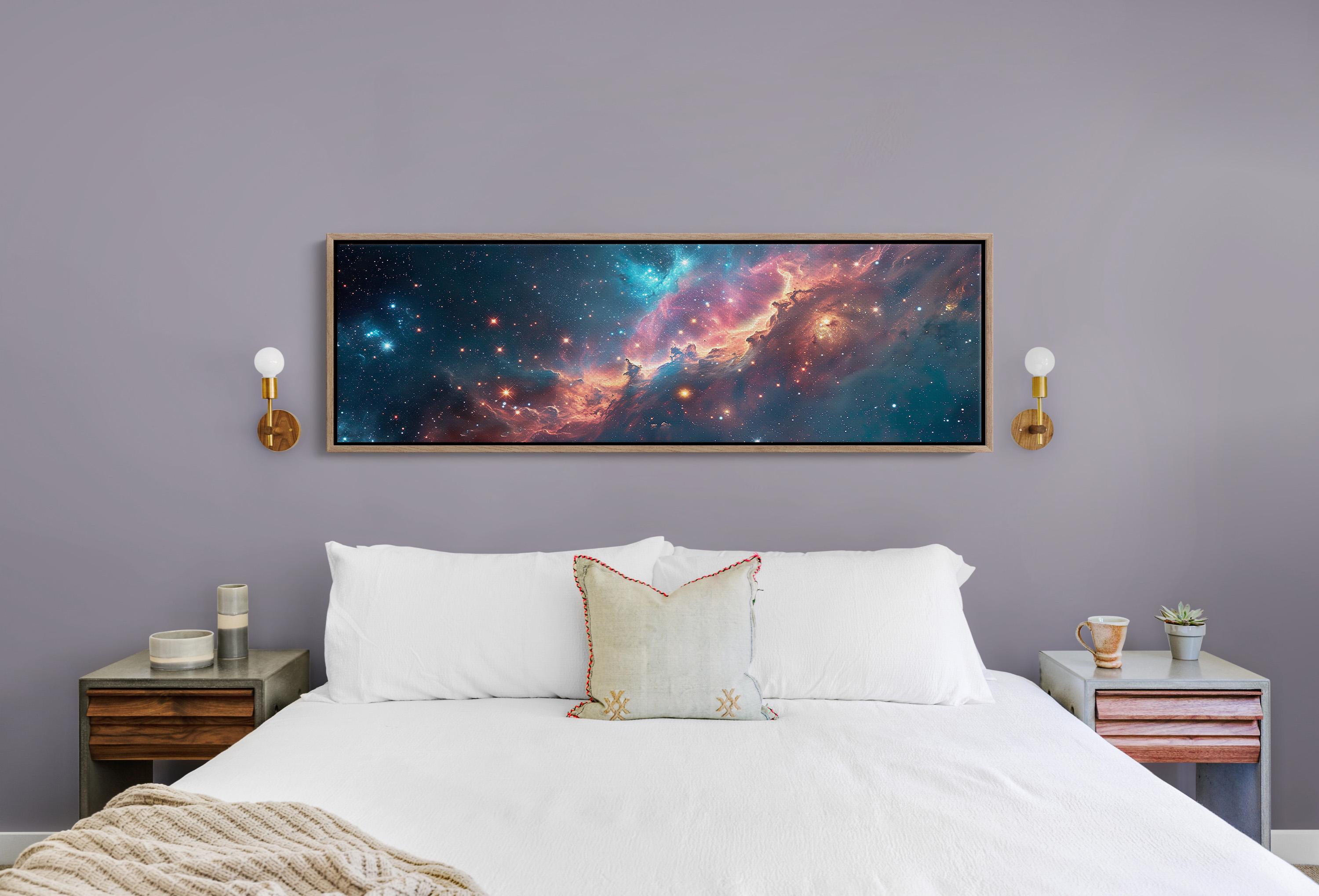 Juntung Leinwandbild – Fantastische Nebelgalaxie, 4-teilig, Gerahmt, Für Wanddeko Zuhause Oder Büro