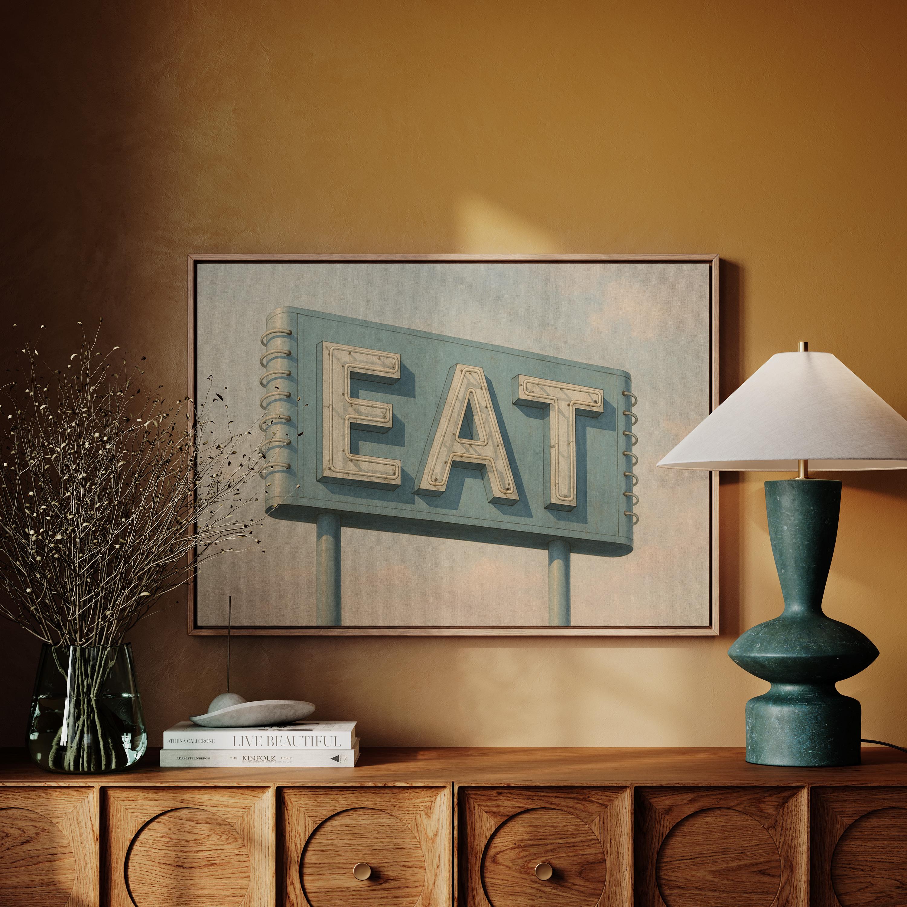 Museum Sign Eat Retro Diner EAT Sign Wall Art – Vintage Neon Style Americana Poster for ...