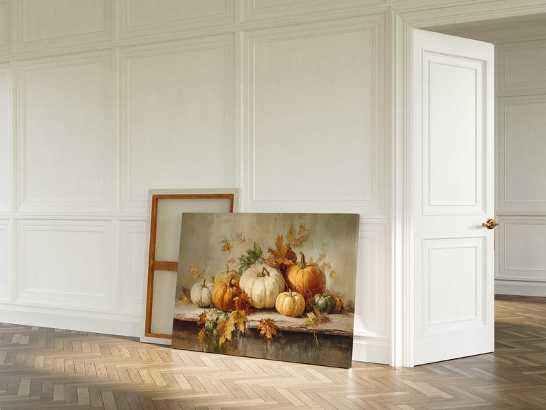 Autumn Pumpkin Still Life Art | Harvest Canvas Print for Cozy Halloween ...