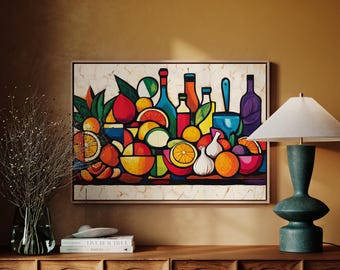 Colorful Fruit Still Life | Bold Modern Kitchen Wall Art