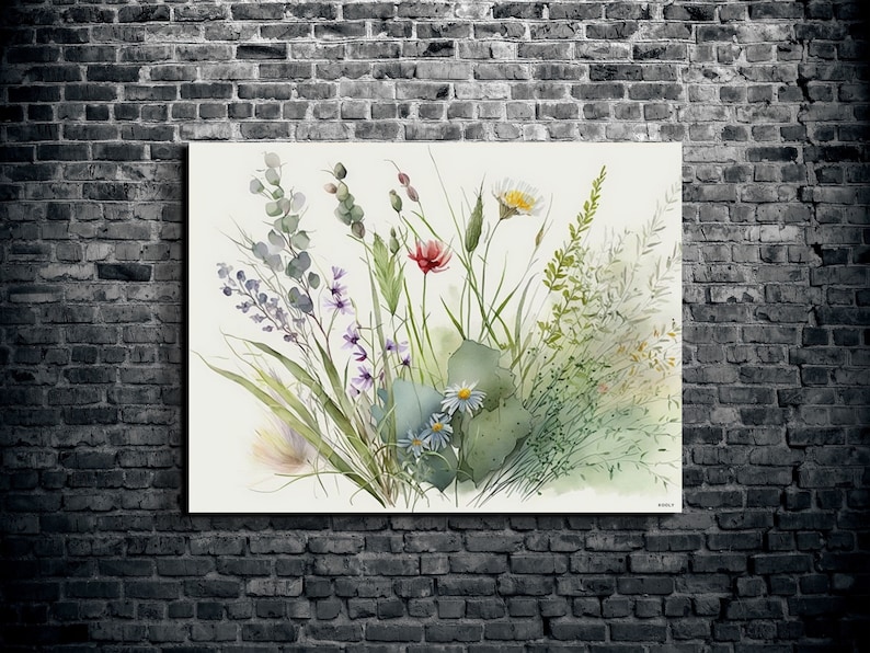 Wild Flowers Canvas Wall Art Watercolor Flowers Home Décor Etsy
