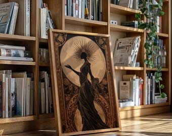 Celestial Silhouette | Art Nouveau Moon Goddess