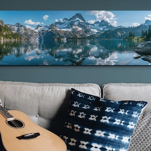 North Cascades National Park Canvas Wall Art Print, Panoramic Wall Decor, Livingroom, Ready To Hang, Mountain Decor, Forest Art, Lake Art