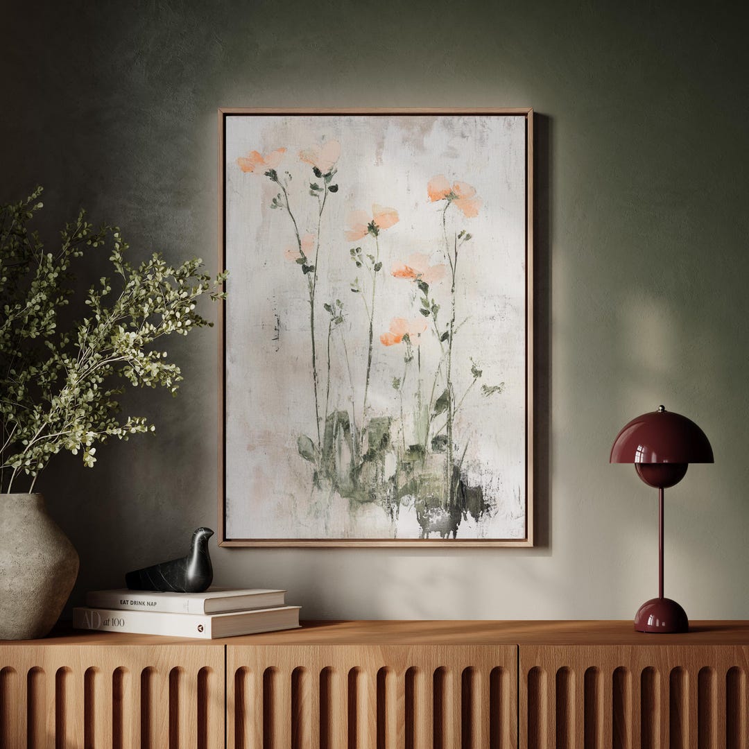 Neutral Floral Abstract Canvas Wall A...