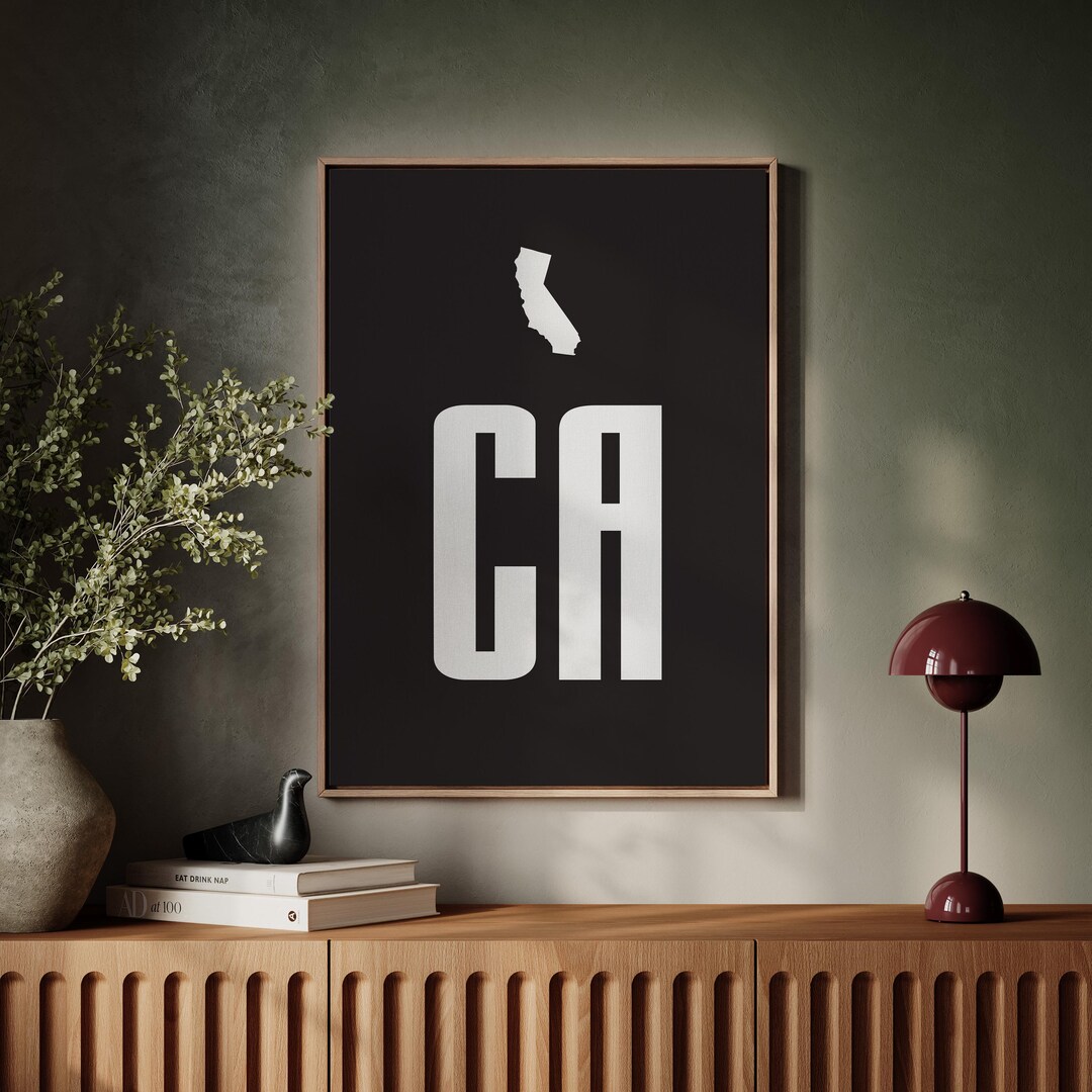 California State Abbreviation Wall Art | Minimalist Black & White - Etsy