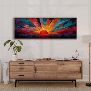 Bold Textured Sunset Rays Abstract Landscape