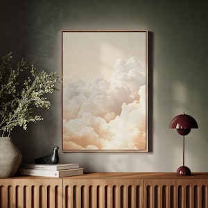 Stampa su tela con nuvole e alba color pesca / Stampa su tela con cielo pastello morbido e sognante / Estetica minimale calda per camera da letto, cameretta o spazio sereno