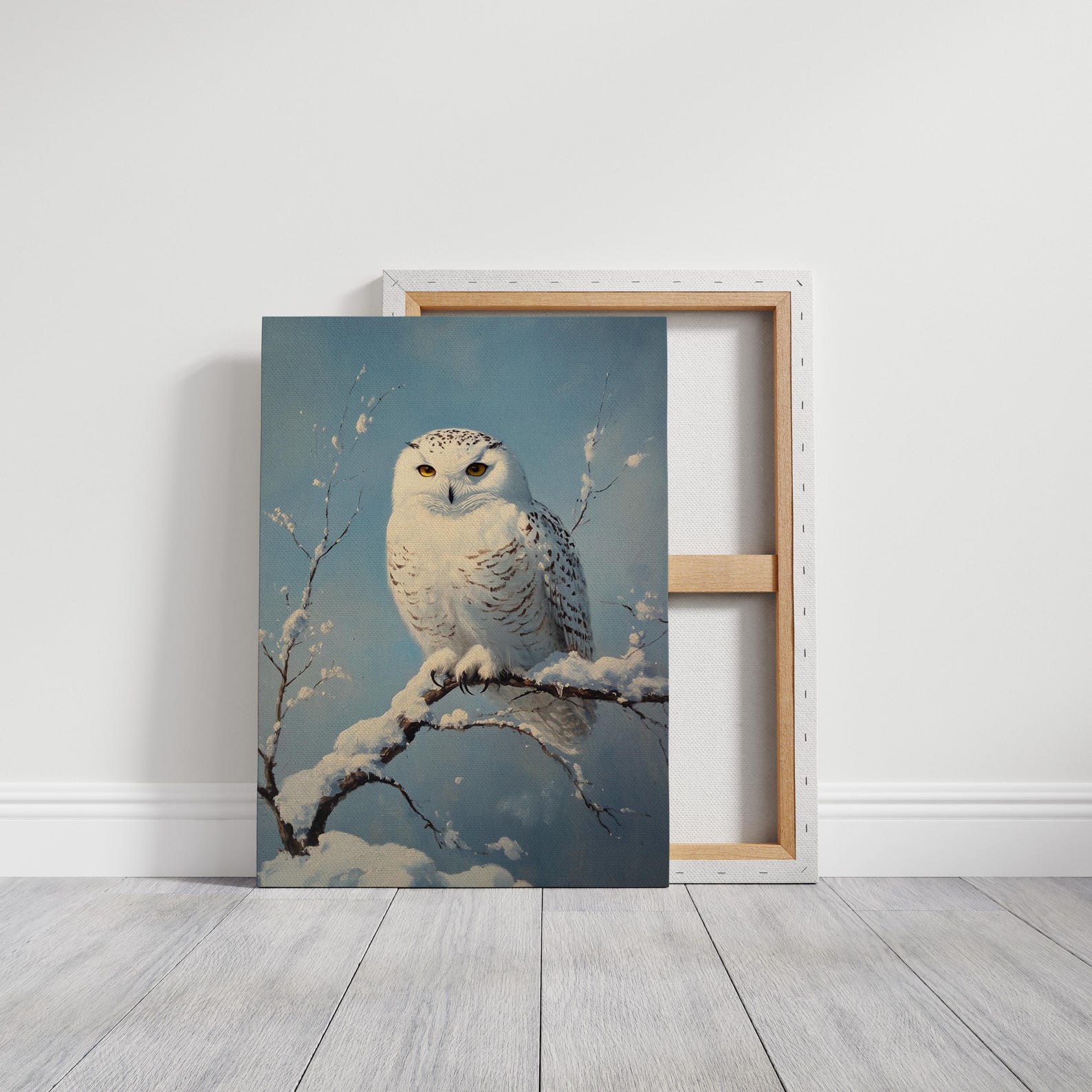 Snowy Owl Canvas Art - Winter Wildlife Painting, Majestic Owl on Snowy ...