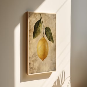 Vintage Zitrone Wandkunst, Rustikale Küchen Dekoration, Botanische Zitrusfrucht Druck, Bauernhaus Obst Poster, Italienische Landschaft Leinwand