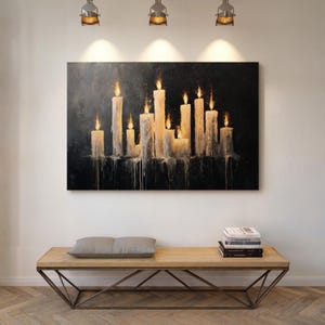 Moody Candlelight Wall Art | Gothic Dripping Candle Painting for Cozy Ambient Décor