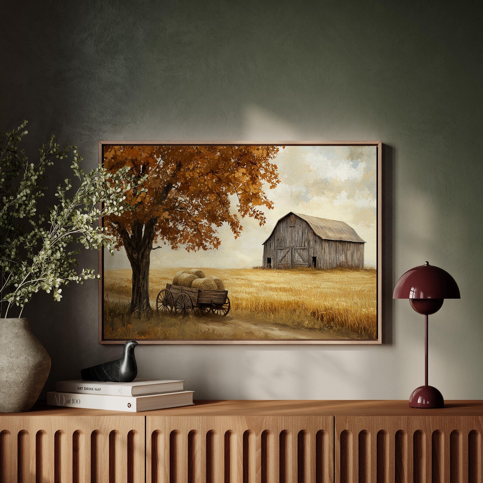 Rustic Farmhouse Canvas Wall Art, Autumn Barn Landscape Print, Country ...