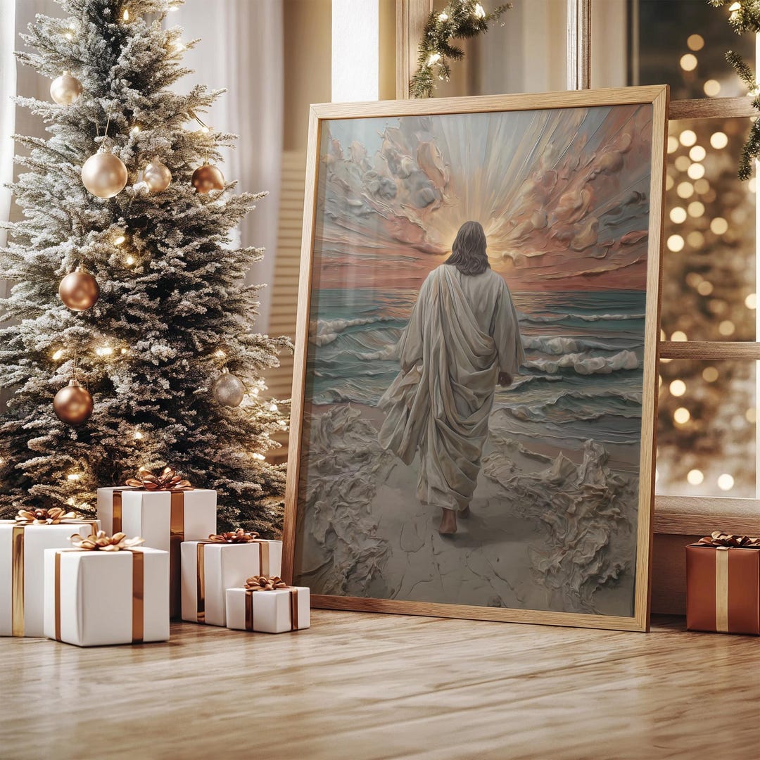 Jesus Walking Toward Radiant Sunrise Over Ocean - Etsy