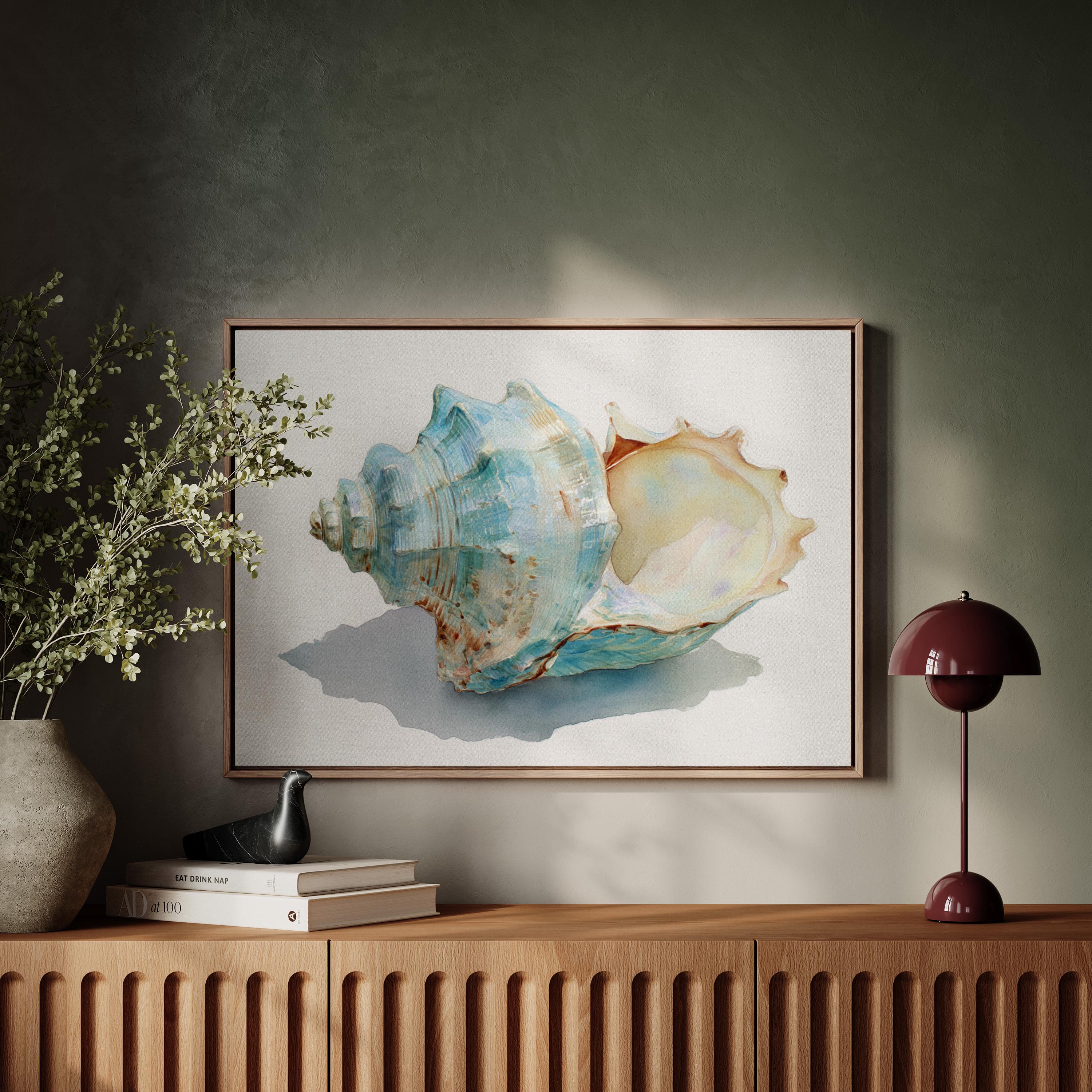 Watercolor Conch Shell Canvas Art | Coastal Beach Nautical Wall Decor ...