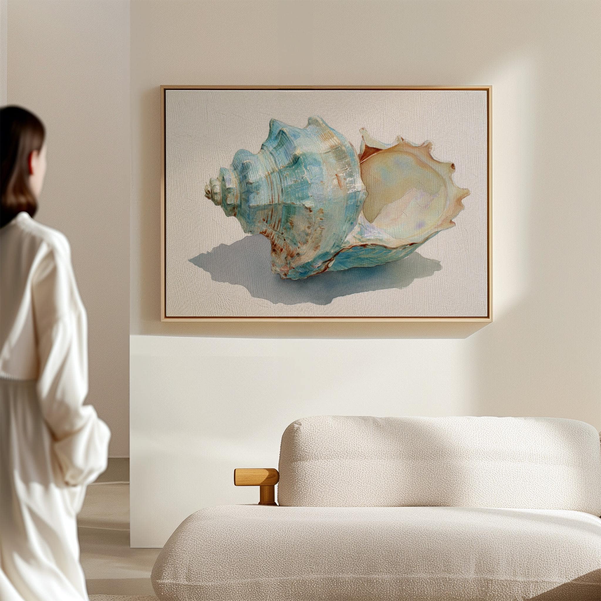 Watercolor Conch Shell Canvas Art | Coastal Beach Nautical Wall Decor ...