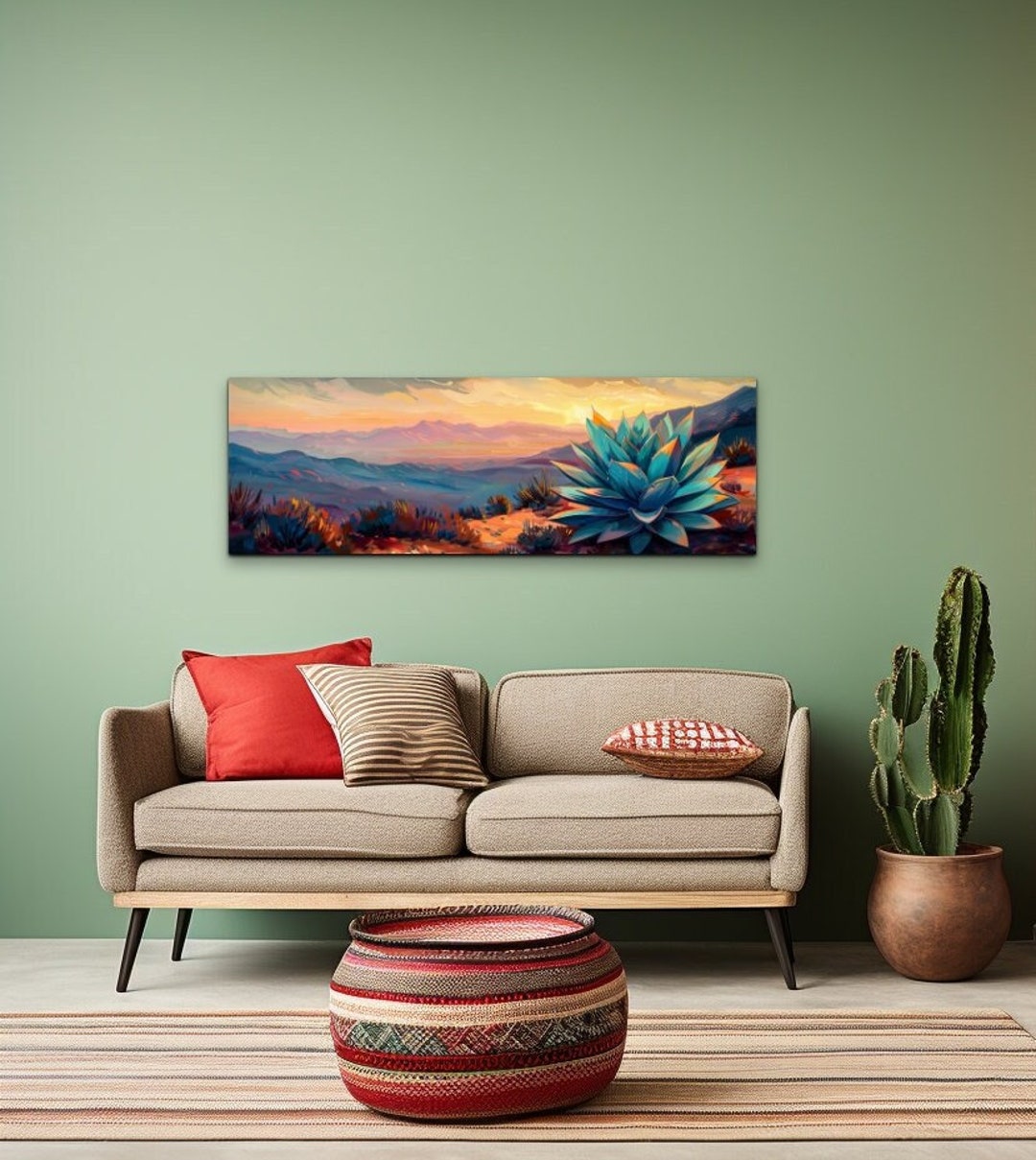 Agave Cactus Canvas Wall Art Print, Painting Style Southwest Style ...