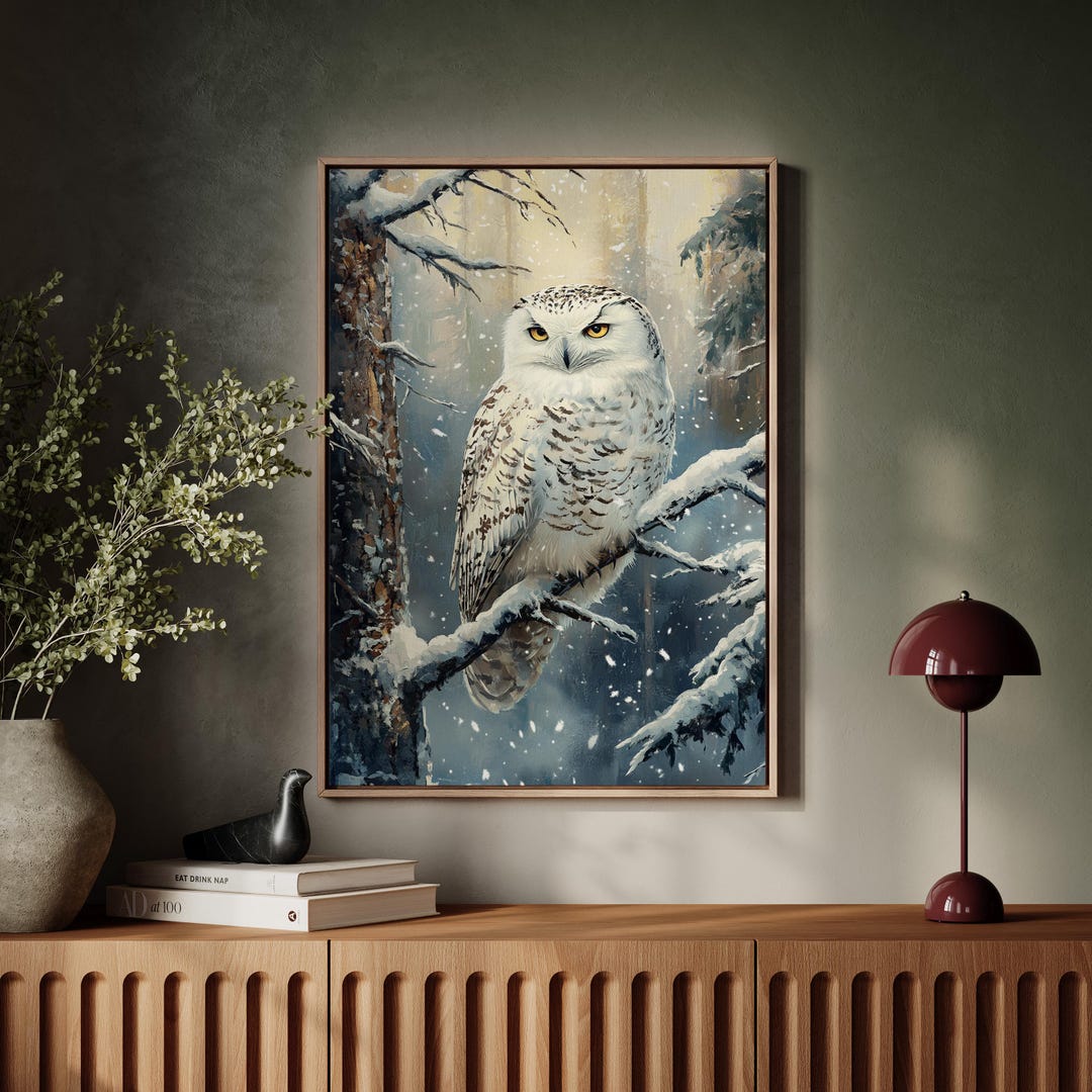 Snowy Owl Canvas Wall Art - Majestic Winter Wildlife Decor in Serene ...