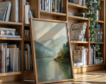 Tranquil Mountain Lake Canvas | Serene Landscape Wall Art