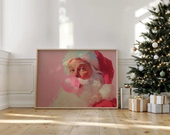 バブルガムを吹くポップアートサンタ - Etsy 日本