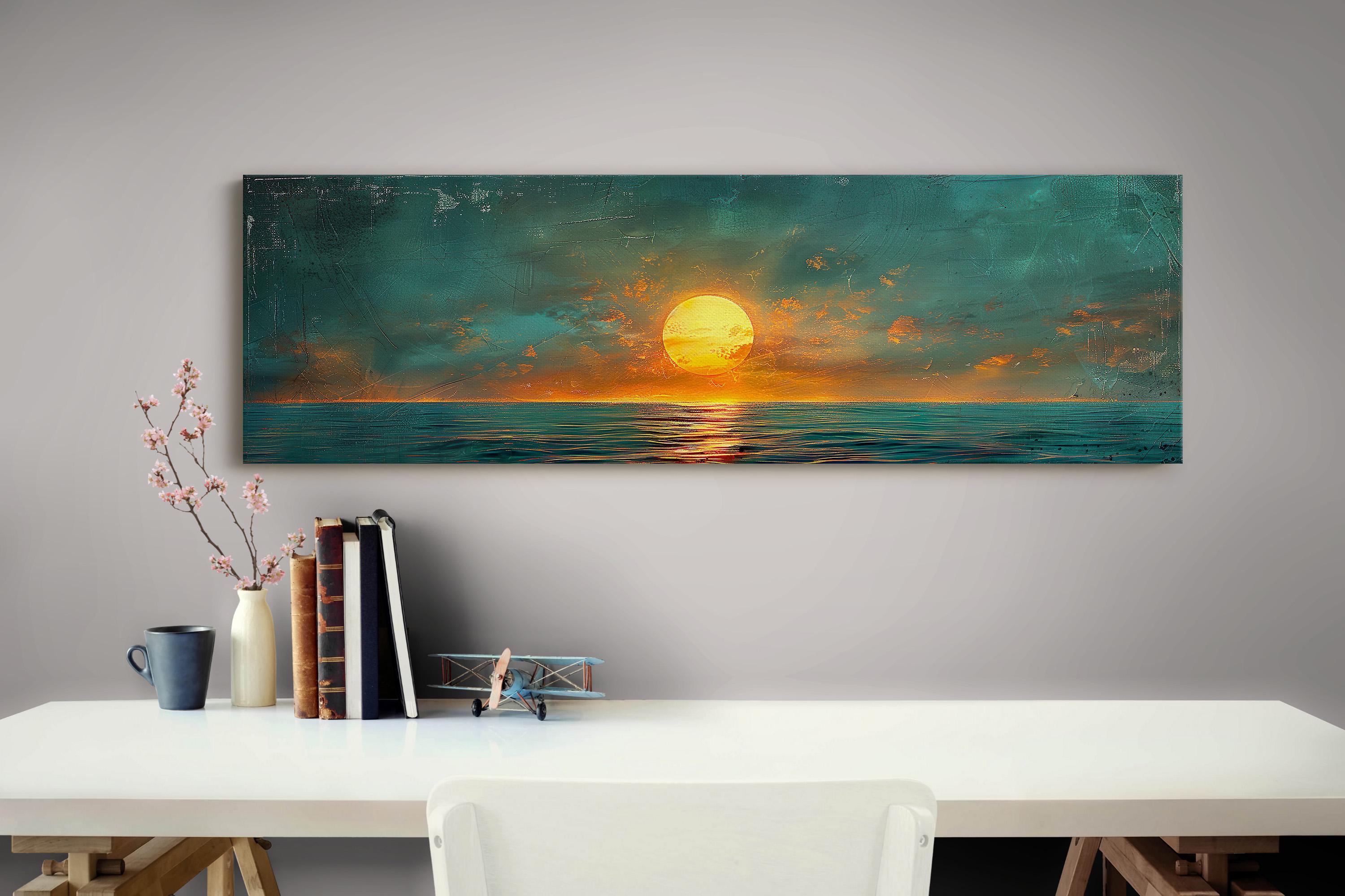 Panoramic Mid Century Modern Sunset Canvas Wall Art Print - Etsy