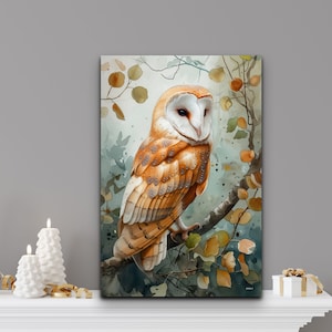 Antique Barn Owl Canvas Wall Art