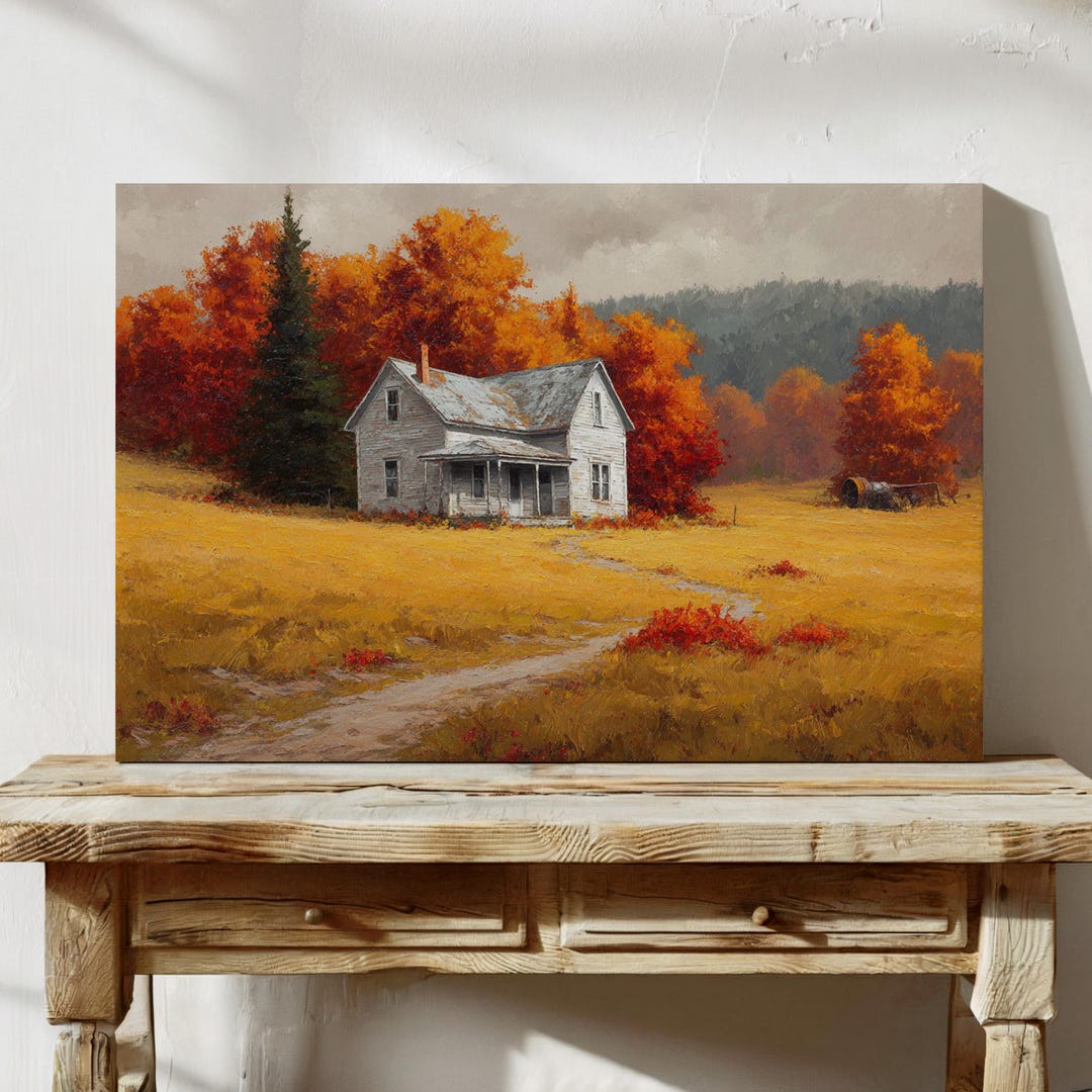Rustic Canvas Rustic Farmhouse Canvas Wall Art, Abandoned Country Home in Autumn ...