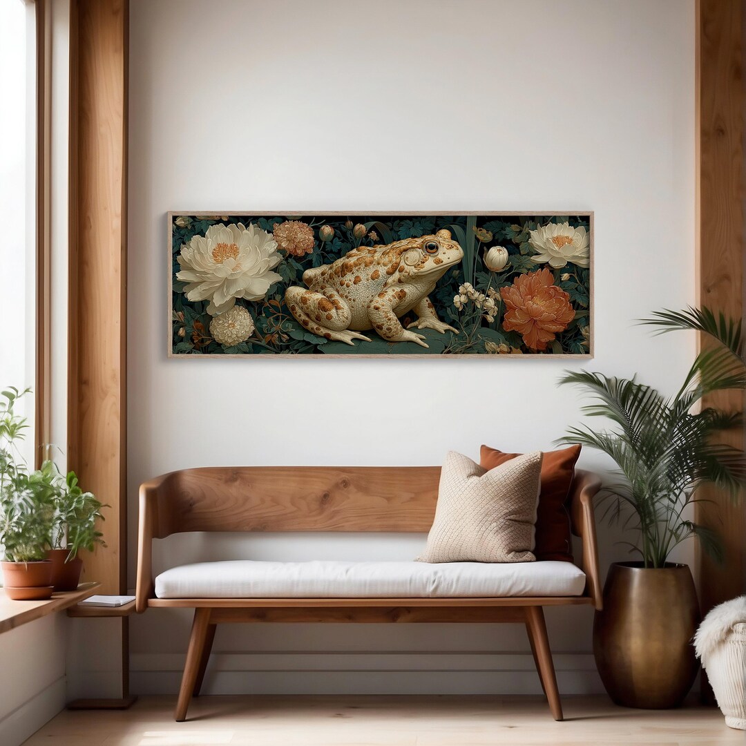 Vintage Botanical Toad Among Garden Peonies - Etsy