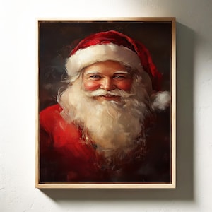 Santa Claus Canvas Wall Art – Classic Framed Christmas Decor, Vintage Santa Portrait, Large Holiday Art, Perfect Gift for Home or Office