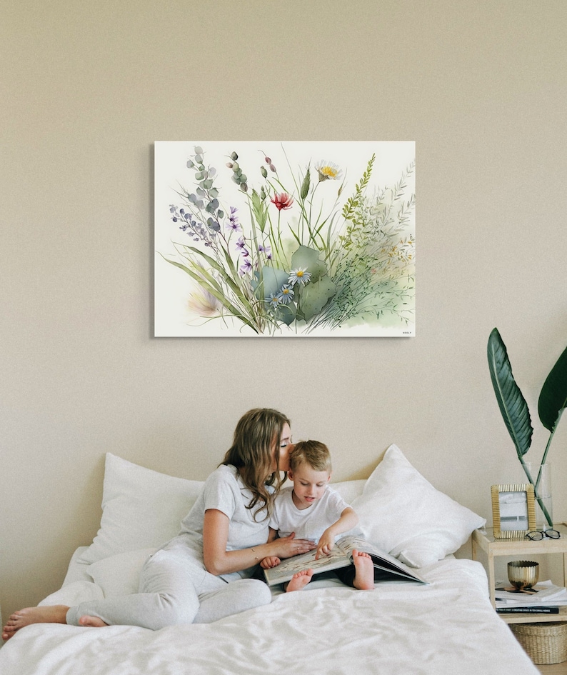 Wild Flowers Canvas Wall Art Watercolor Flowers Home Décor Etsy