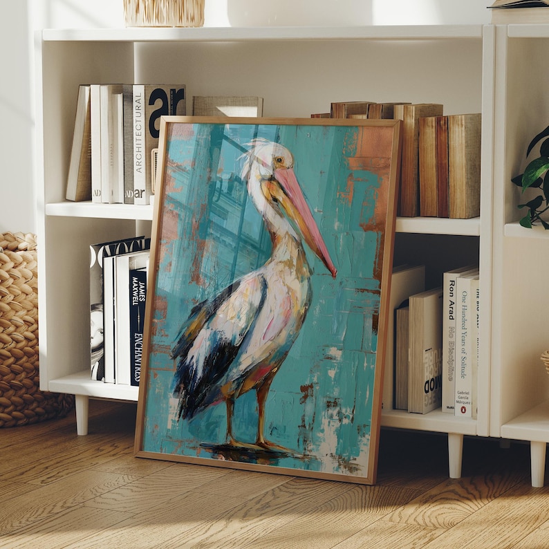 Colorful Pelican Abstract Coastal Wall Art - Etsy