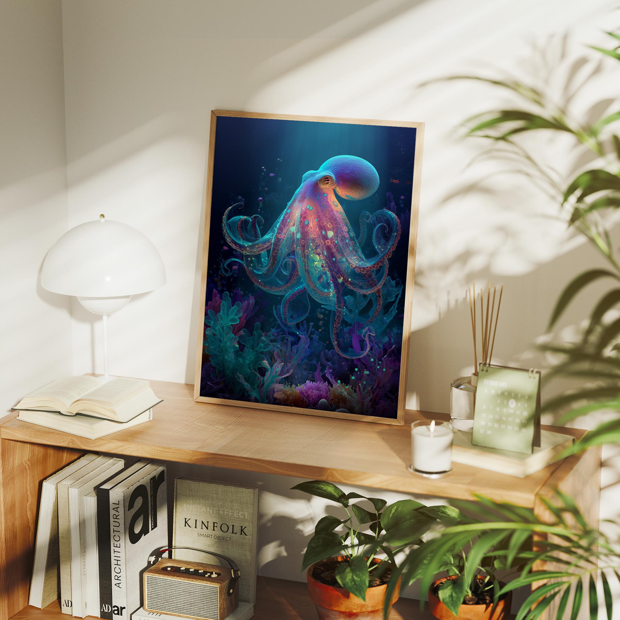 Colorful Octopus Underwater Wall Art | Vibrant Deep Sea Scene With ...