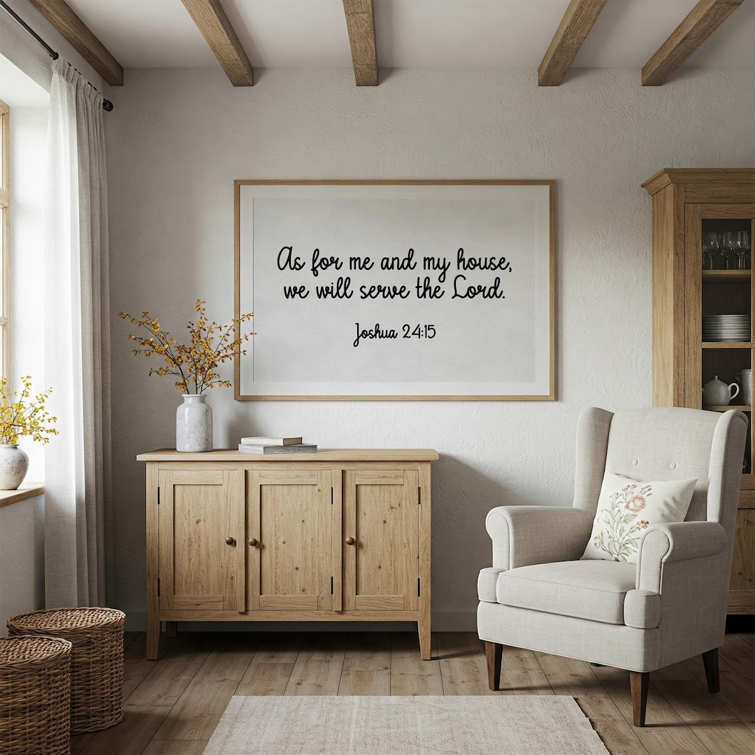 Joshua In Script As for Me and My House | Joshua 24:15 Scripture Wall Art in Modern ...