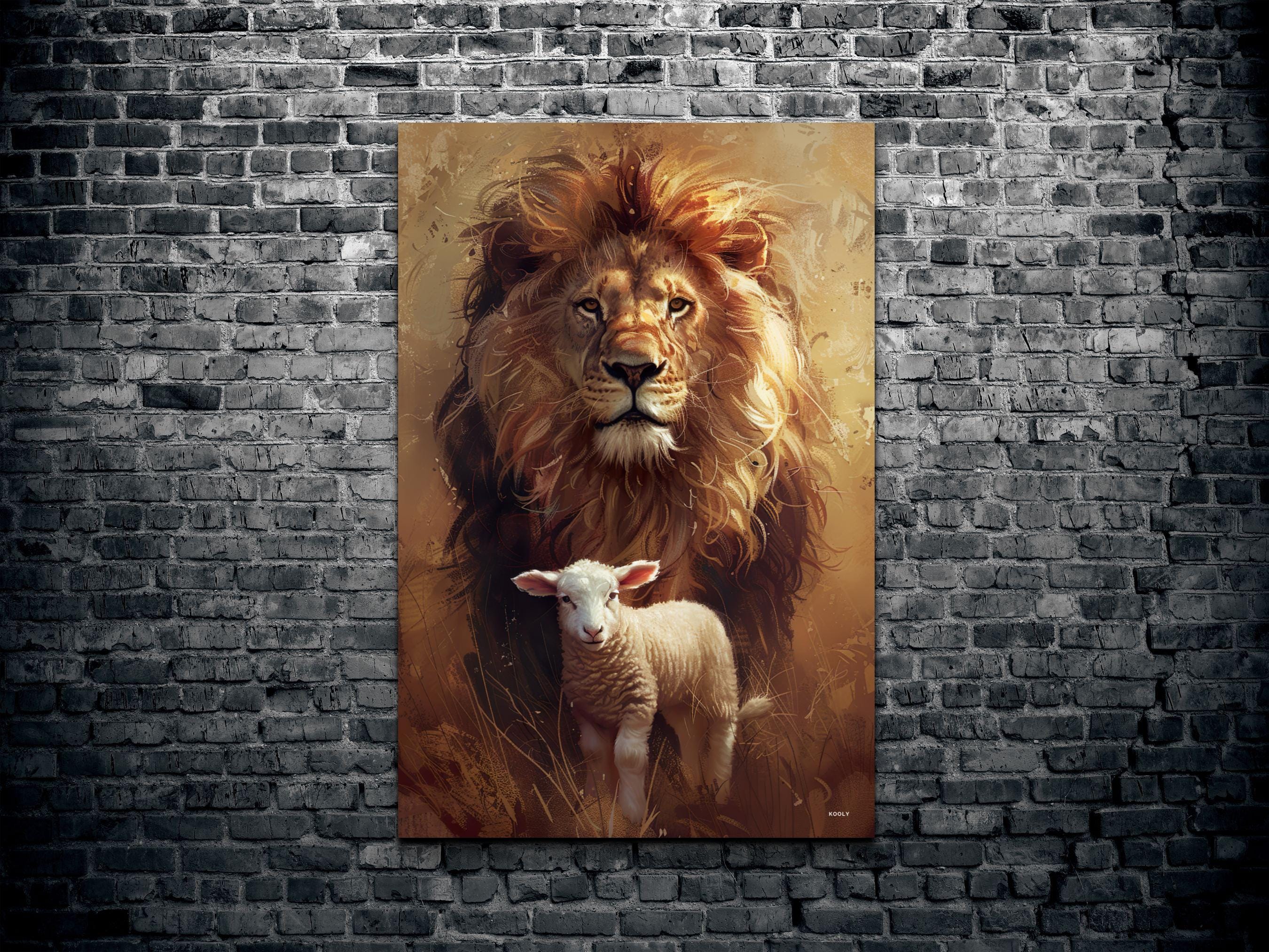 Estampe Sur Toile - Demi Jésus Demi Lion - Lion De Juda - Décoration Murale