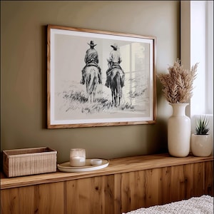 Zwei Cowboys reiten Seite an Seite Ink Art